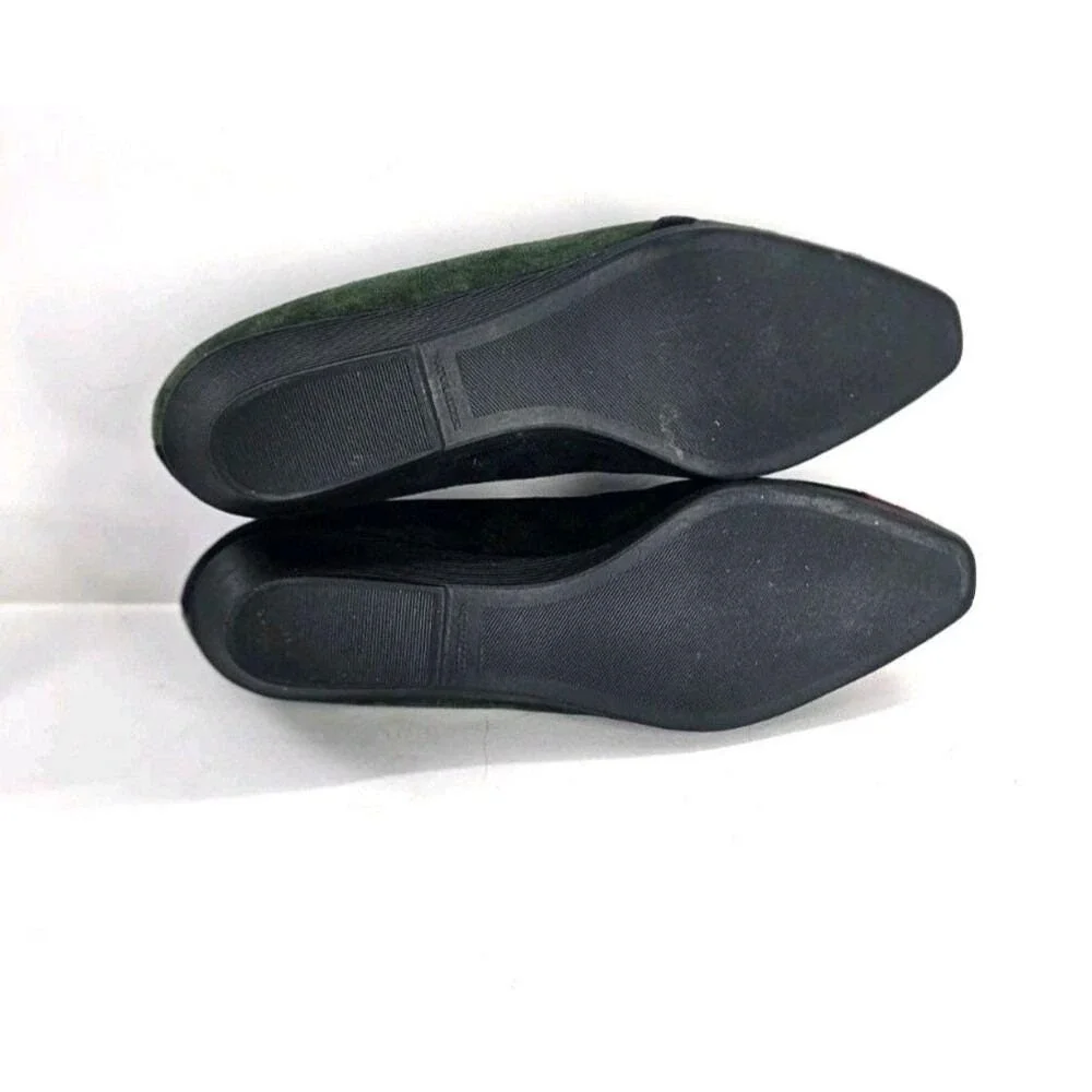 Vtg 90s Naturalizer Womens 7.5C Wedge Slip-On Suede Colorblock Blue Green Maroon